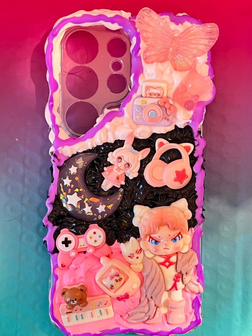 Pink Decorative Decoden Phone Case - Cute Kawaii Anime Girl Design - Picture 4 of 4